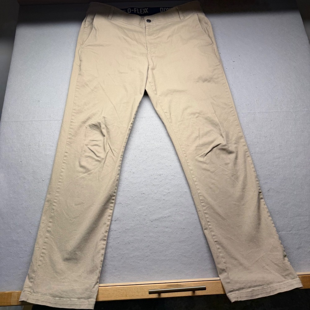 Dixxon Chino Pants Mens 40x34 Khaki D-Flexx Straight Leg Twill Trousers Workwear